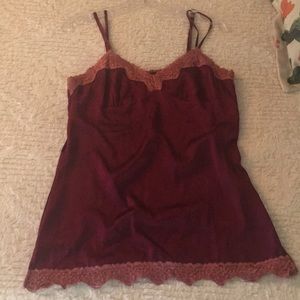 Vintage western satin lace cami